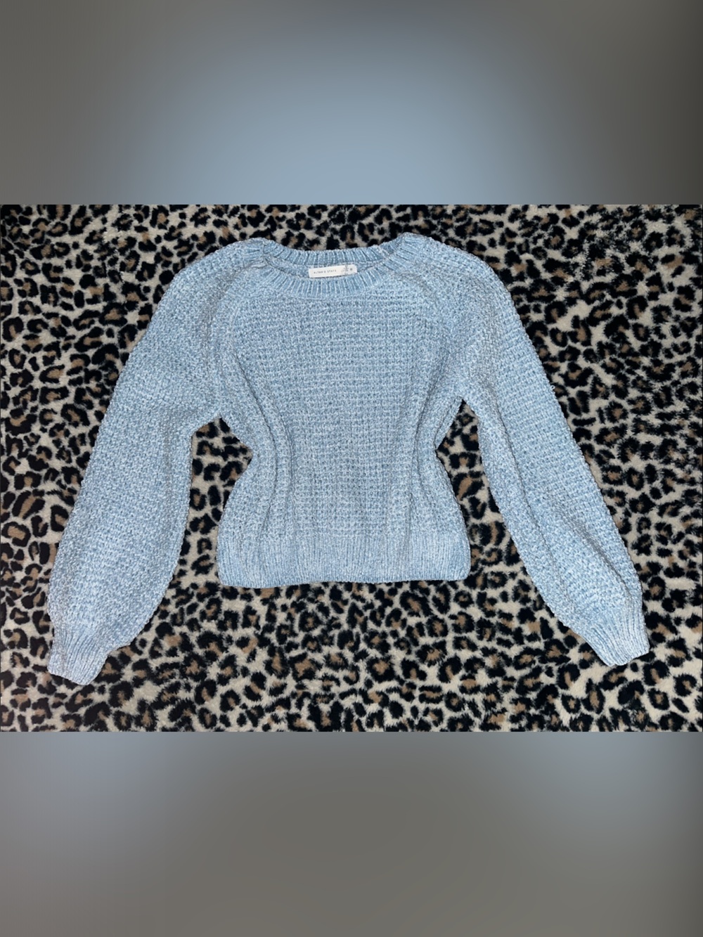 Altar'd State Pale Blue Textured Crewneck Sweater
